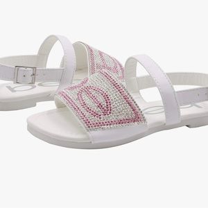 bebe Girls' Big Kid Slip-On Rhinestone Strap Sandals, Open-Toe Flat